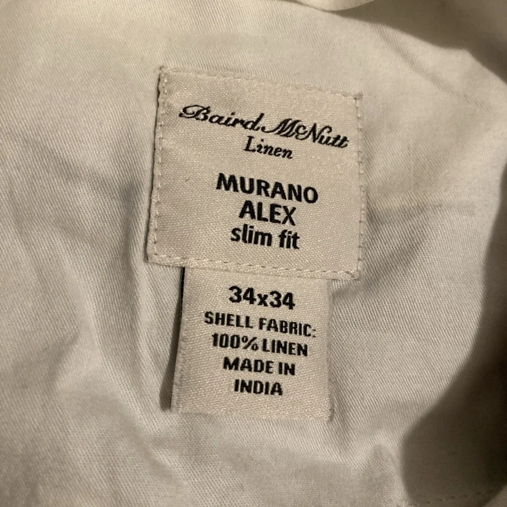 Murano Men's Alex Slim Fit Pants Gray Baird McNutt 100% Linen 34x34 Trousers